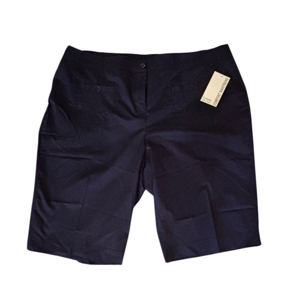 Sag Harbor Women’s Navy Shorts Skimmer Stretch Slimming Solution Size 24W NWT